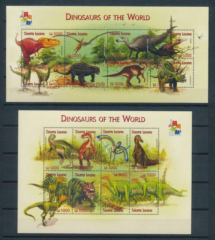 [107181] Sierra Leone 2001 Prehistoric animals dinosaurs 2 Sheets MNH