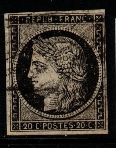 FRANCE SG9 1910 20c BLACK/BUFF USED