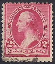 220 2 cent 1890 Washington, Carmine  Stamp used AVG