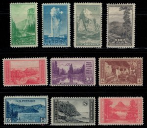 U.S.  #740-9*  CV $10.85  National Parks Issue