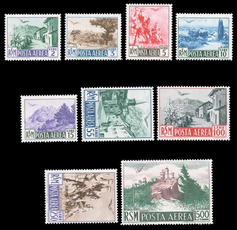 San Marino 1950 SCENIC SET MNH & MINT C63-C71 C64 & C65 are mint and ex Perfe...