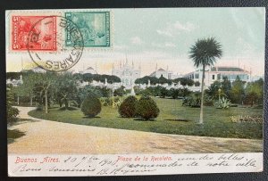 1906 Buenos Aires Argentina Picture Postcard cover to France Recoleta Square