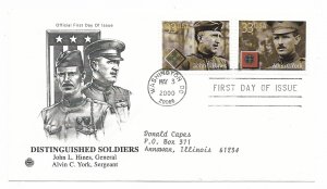 US 3393-3396 33c Distinguished Soldiers Set of 2 FDCs PCS Cachets ECV $12.50