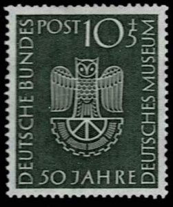 Germany 1953,Sc.#B331 MNH, Owl on gear (Signum of the German Museum)