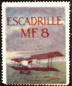 1914 WW One France Delandre Poster Stamp Escadrille MF. 8