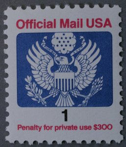 United States #O143 1 Cent Official Eagle MNH