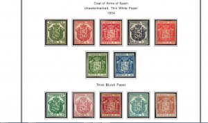 COLOR PRINTED SPAIN 1850-1940 STAMP ALBUM PAGES (42 illustrated pages)