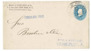 USA #U294 NY to Venezuela c1894