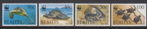 St Kitts 381-4 Green Turtle mnh