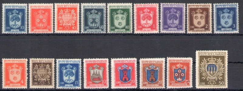 1945-46 San Marino - Coats of arms - no. 279-95 - 17 values - MNH**