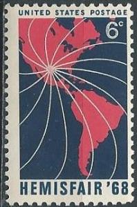 US 1340 (mnh, gum skip) 6¢ Hemisfair '68