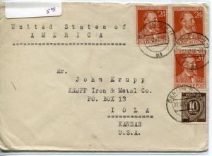 Germany 1947 cover to Krupp Steel in Iola,KS