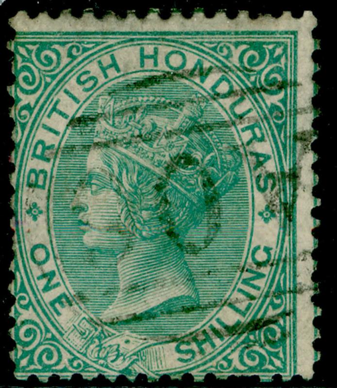 BRITISH HONDURAS SG4, 1s green, USED. Cat £120. NO WMK.