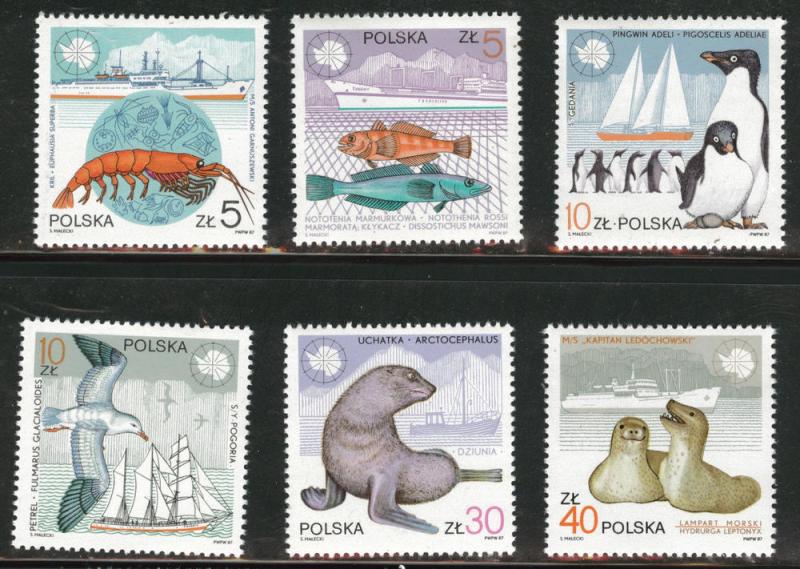 Poland Scott 2782-87 MNH** 1987 Antarctic ship set