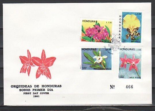 / Honduras, Scott cat. C820-C823. Orchids issue on a First Day Cover. 