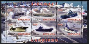 RWANDA - 2012 - Aircraft Carriers #2 - Perf 6v Sheet - MNH - Private Issue