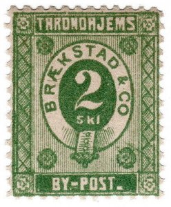 (I.B) Norway Local Post : Trondheim 2sk (Braekstad & Co) 