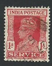 India Scott #O108 1As King George VI used (1939)