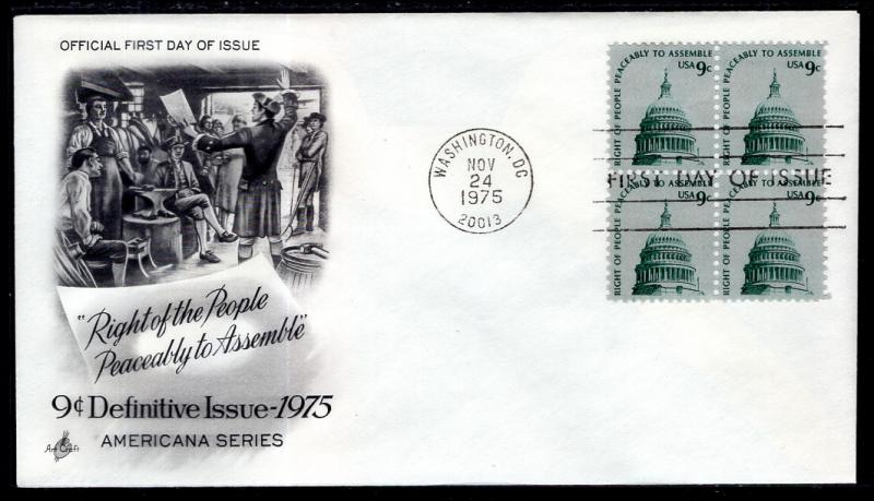 US 1591 Capitol Dome Block of Four Artcraft U/A FDC