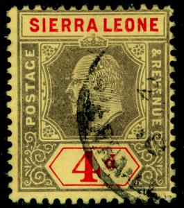 SIERRA LEONE SG105, 4d black & red/yellow, FINE used.