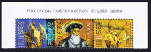 Macao Macau Vasco da Gama ERROR '1598' Top strip of 3v 1998 MNH SC#926-928