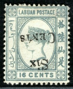 North Borneo LABUAN QV SG.50a 6c/16c Grey *INVERTED SURCHARGE* Mint c£550 ABLUE2