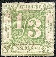 THURN & TAXIS 28 Mint OG 1866 1/3sgr green