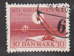 Denmark # 376, Bascule Lighthouse, Used,