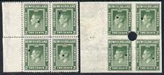 Newfoundland 1941-44 KG6 2c perf & imperf matched pro...