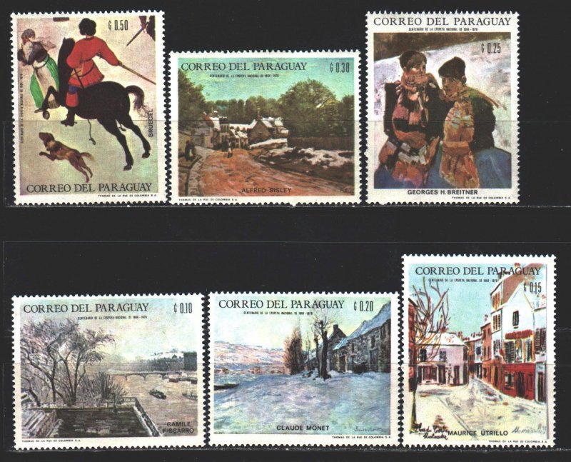 Paraguay. 1968. 1814-19 from the series. Pictures, painting, horseman, dog. MNH.