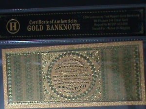 ​UNITED STATES-1862 CAT.#134- 24 KARAT GOLD REPLICA $100-VF WITH CERTIFICATE