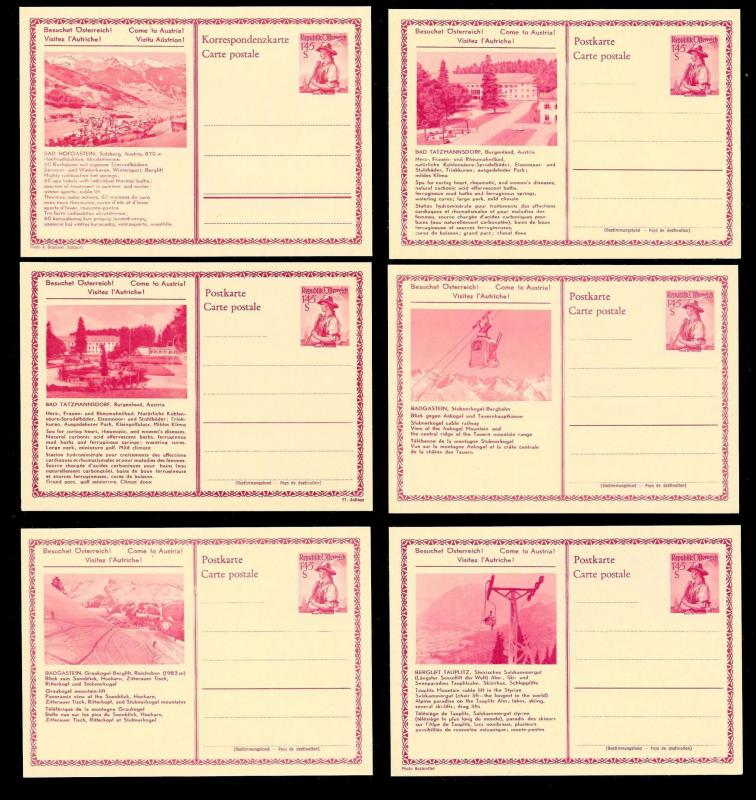 AUSTRIA (120) Scenery View Red 1.45 Shilling Postal Cards c1950s ALL MINT UNUSED