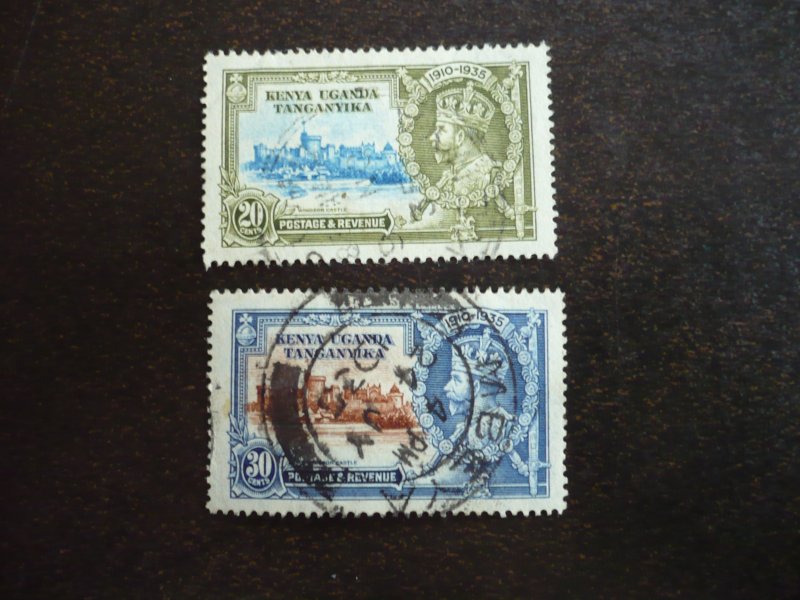 Stamps - Kenya Uganda Tanganyika - Scott#42-43 - Used Part Set of 2 Stamps