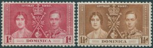 Dominica 1937 SG96-97 KGVI Coronation (2) MH (amd)