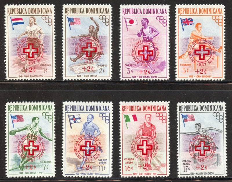 Dominican Republic Scott B1-B5,CB1-CB3 Unused LHOG - 1957 Hungarian Refugee Aid