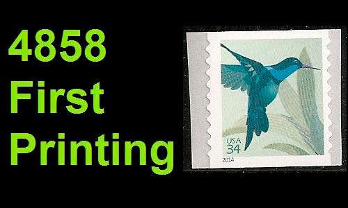 US 4858 Hummingbird 34c coil single MNH 2014