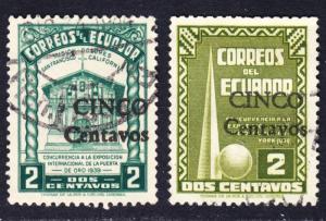 Ecuador Scott 436-37 complete set  F to VF used.