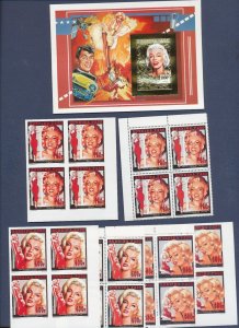 BURKINA FASO - Scott 1012-1014 & 1015a perf & imperf  MNH - Marilyn Monroe 2 PIX