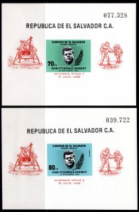 Salvador 1969 Sc#750a/C259a John F. Kennedy-Apollo 11 Space 2 S/S IMPERFORATED