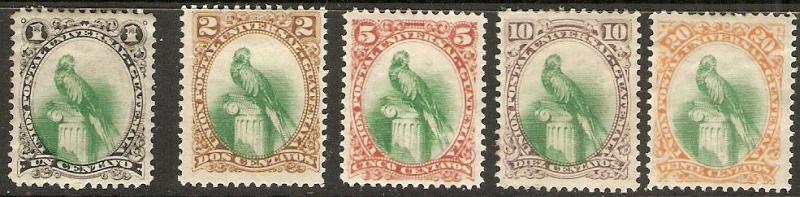 1881 Guatemala Scott 21-25 Quetzal MH