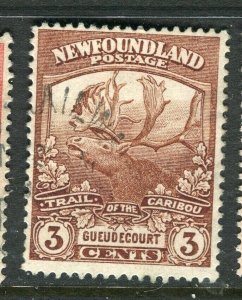 CANADA NEWFOUNDLAND; 1919 early Caribou issue fine used 3c. value