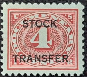 US Scott # RD3; 4c Documentary from 1918; unused, no gum; VF centering;