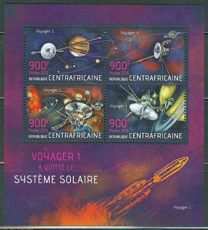 CENTRAL AFRICA  2013  VOYAGER 1 LEAVES THE SOLAR SYSTEM  SHEET MINT NH