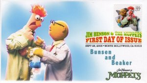 A0-3944h-1, 2005, Jim Henson Muppets, FDC, DCP, SC 3944h, Add on Cachet, Bunsen