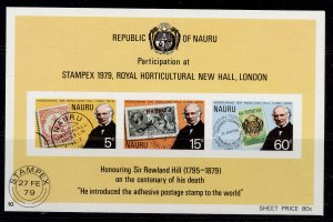 NAURU QEII SG MS207a, 1978 Sir Rowland Hill, NH MINT. Cat £120. ERROR - IMPERF