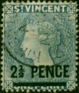 St Vincent 1889 2 1/2d on 1d Milky Blue SG49 Fine Used (3)