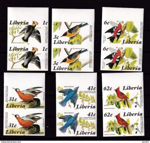 Liberia 1985 Birds Sc 1017-22 MNH Pair Imperf 15961