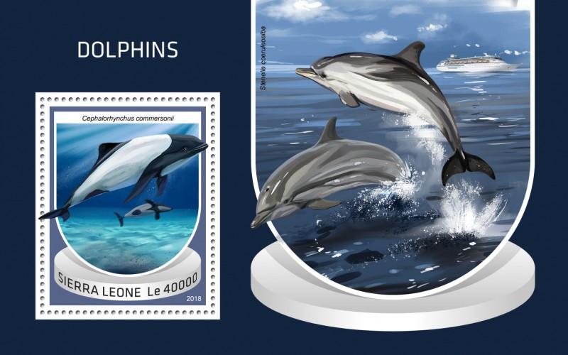 SIERRA LEONE - 2018 - Dolphins - Perf Souv Sheet - MNH