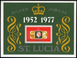 St Lucia 418,MNH.Michel 411 Bl.11. QE II Silver Jubilee 1977 of Reign.