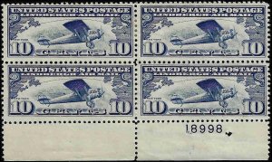 C10 Mint,OG,HR/NH... Block of 4 w/Plate#... SCV $39.00... Bottom pair are NH